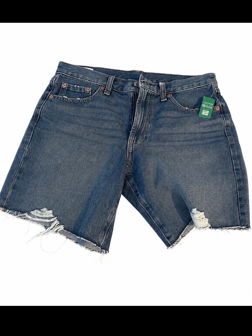 NWT GAP denim loose distressed mid rise Bermuda shorts size 28